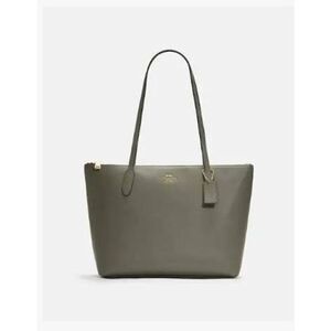 Coach zip top tote military green